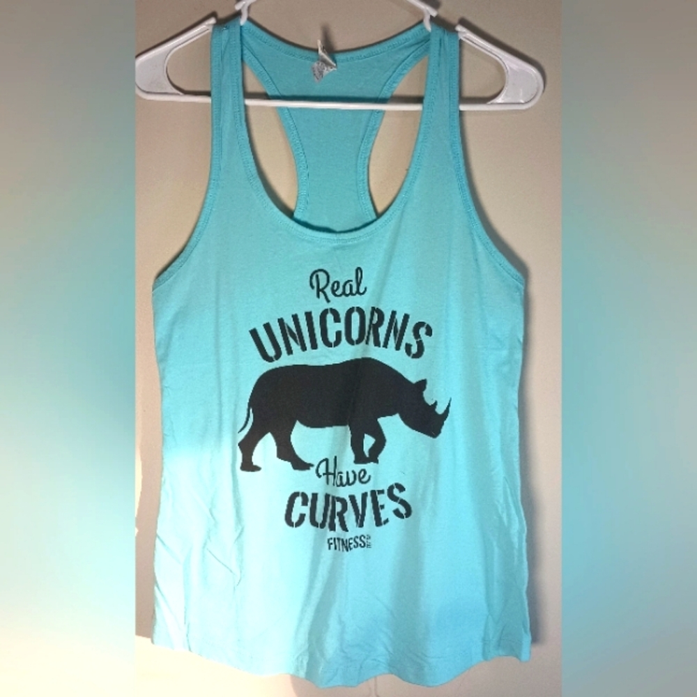 Ideal T By Next Level Women's Large Tank Top Unicorns Curves Rhino Gym Athletic